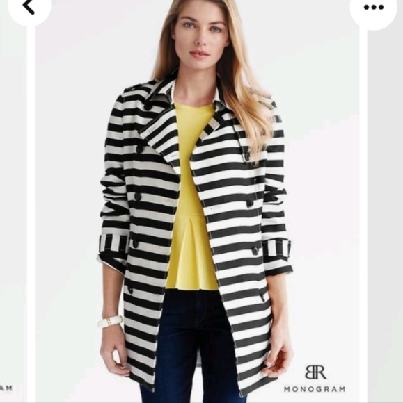 NWT Banana Republic Monogram lightweight striped trench coat sz Xl - Picture 1 of 8